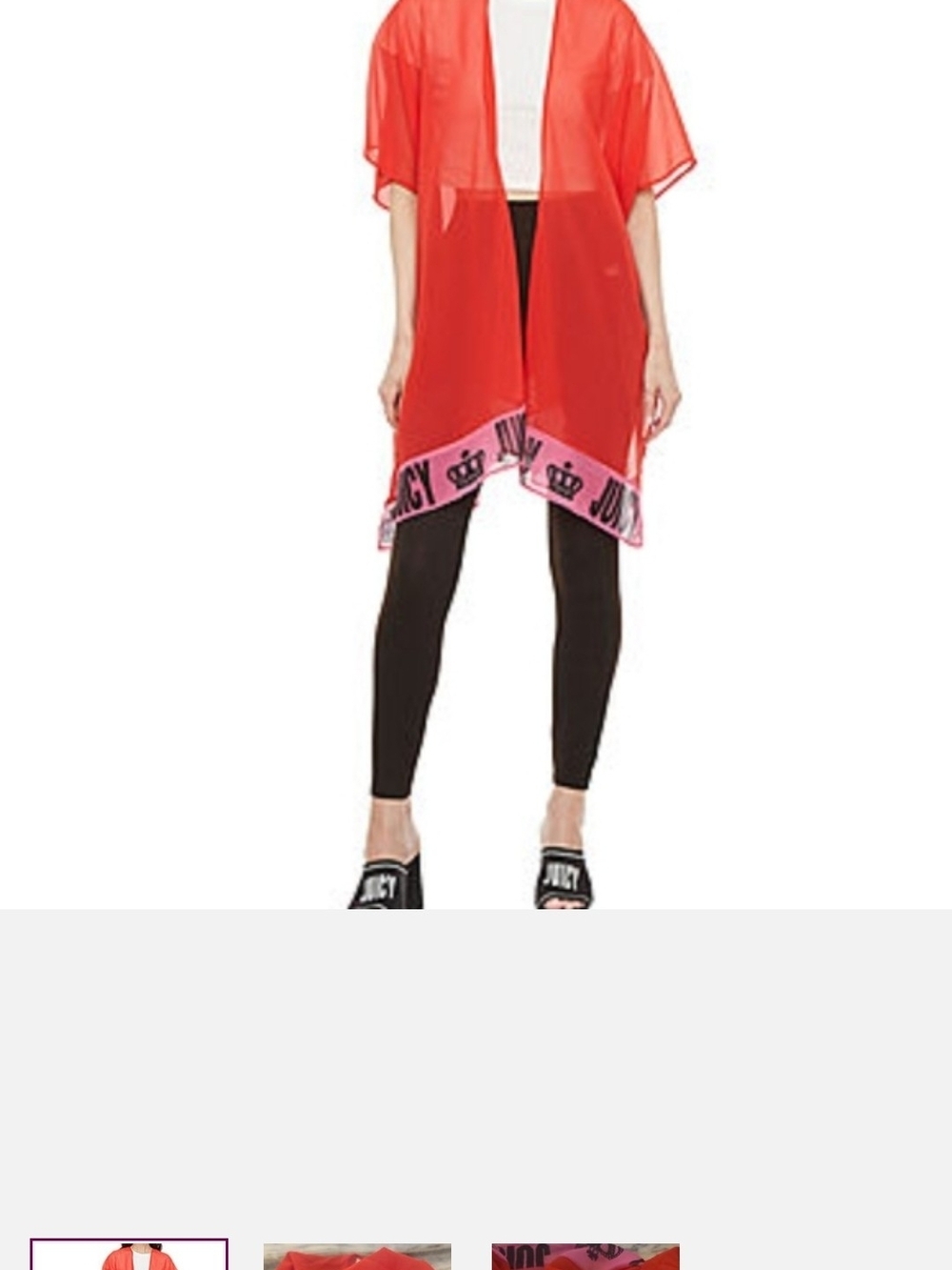 Juicy Couture Red Sheer Kimono with Pink Trim